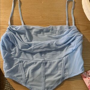Light Blue Ruched Bustier Top